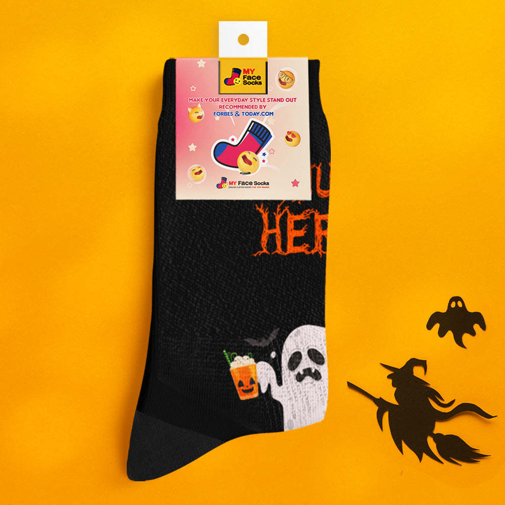 Custom Face Halloween Lavley Novelty Halloween Ghosts Socks