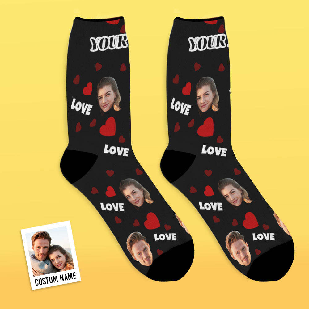 Custom Face Socks Personalized Photo Socks Gift For Family - Love