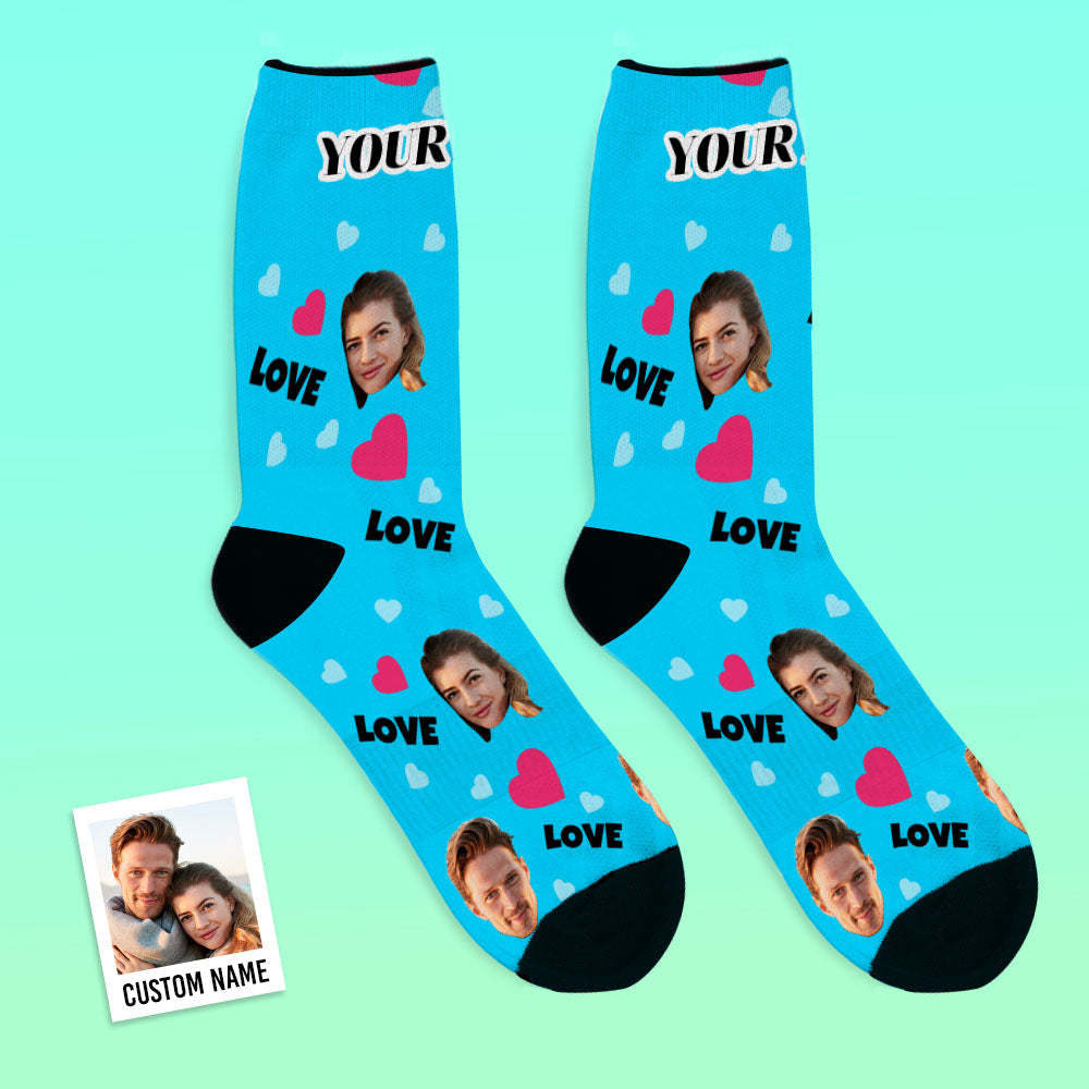 Custom Face Socks Personalized Photo Socks Gift For Family - Love