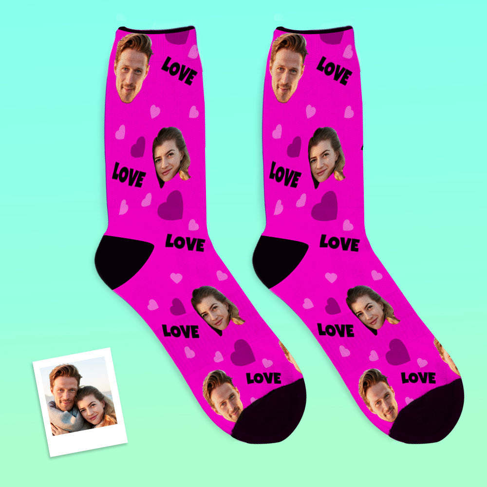 Custom Face Socks Personalized Photo Socks Gift For Family - Love