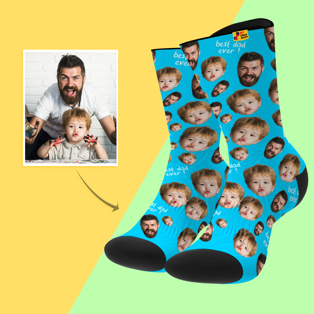 Gifts for Dad, Custom Face Socks Add Pictures And Name - Super Dad