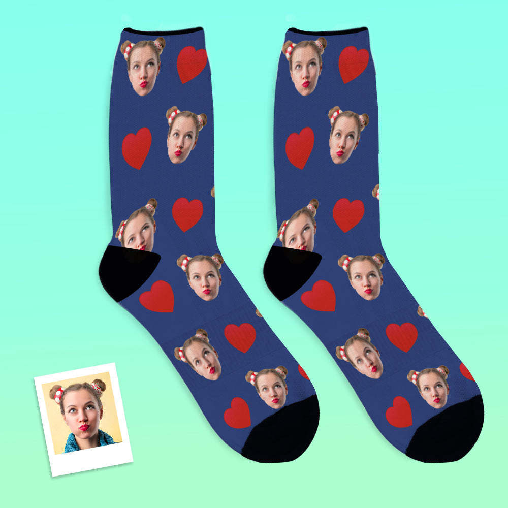 Custom Personalized Photo Emoticons Face Socks-Love Heart