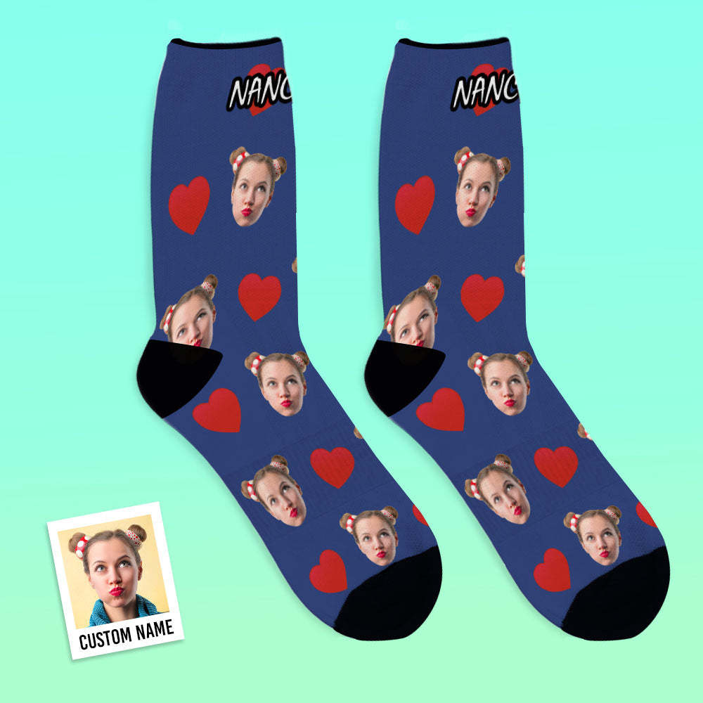 Custom Personalized Photo Emoticons Face Socks-Love Heart