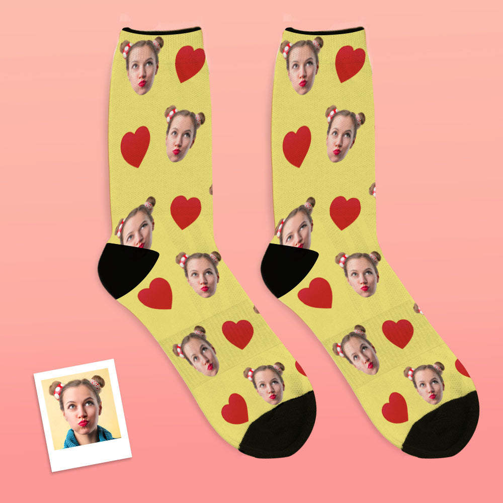 Custom Personalized Photo Emoticons Face Socks-Love Heart