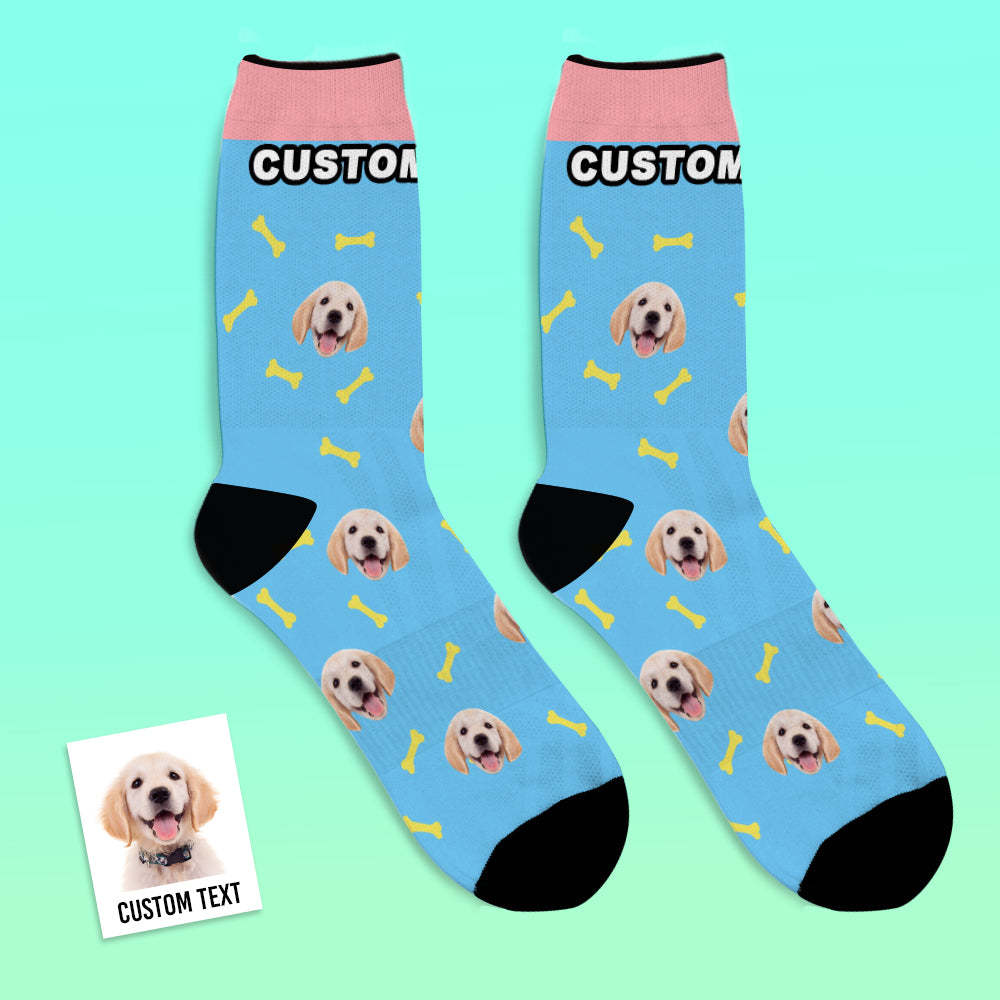 Custom Personalized Photo Pet Face Socks-Bone