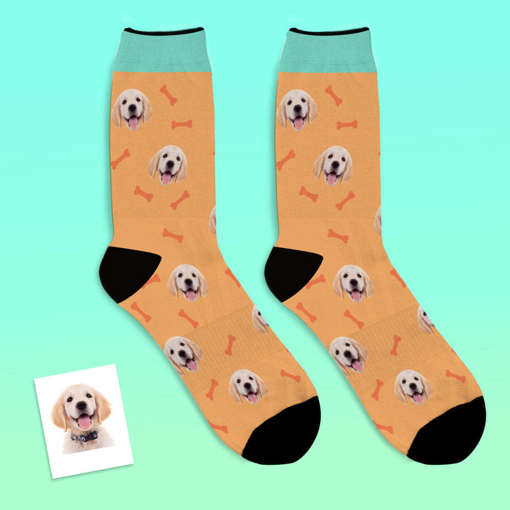 Custom Personalized Photo Pet Face Socks-Bone