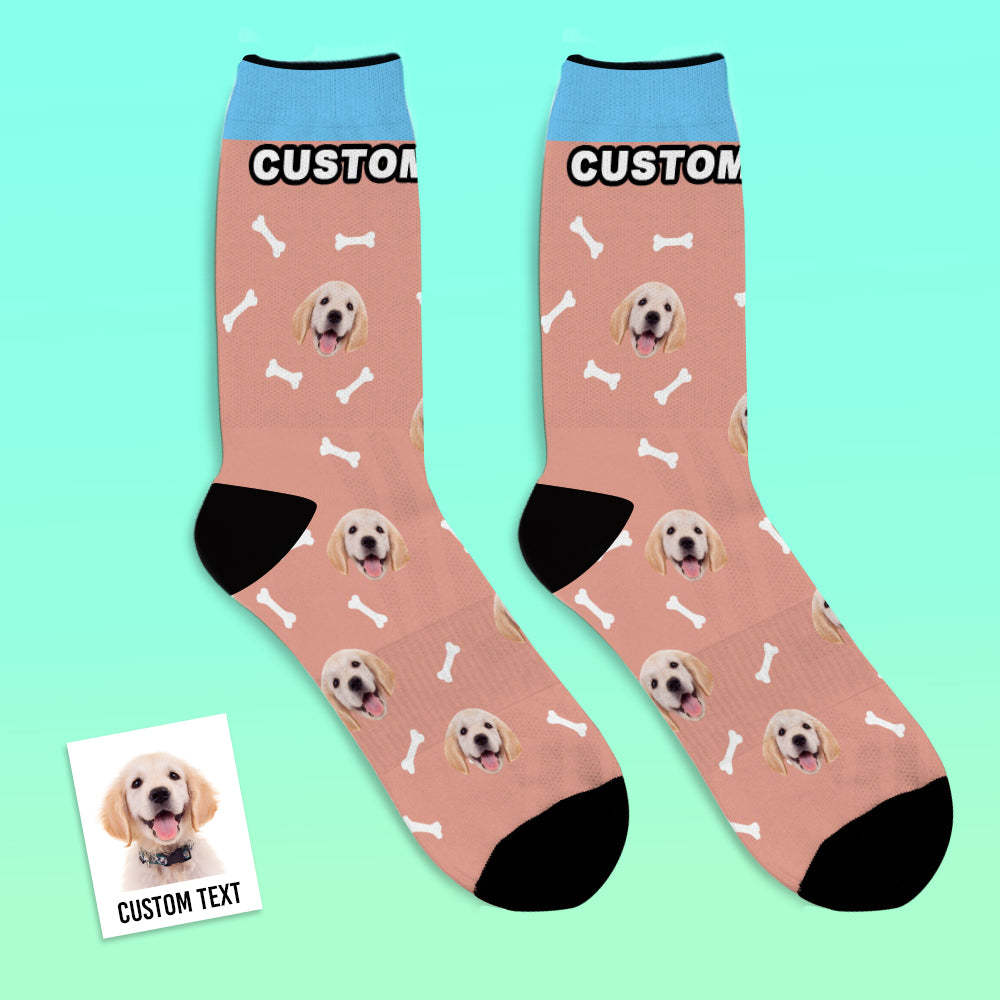 Custom Personalized Photo Pet Face Socks-Bone