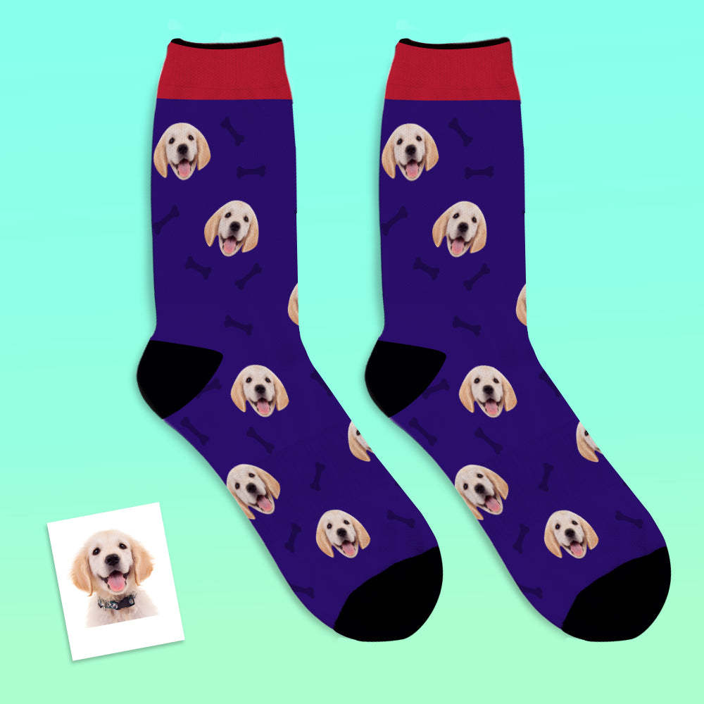 Custom Personalized Photo Pet Face Socks-Bone