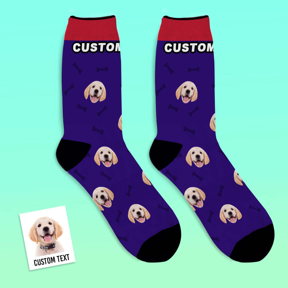 Custom Personalized Photo Pet Face Socks-Bone