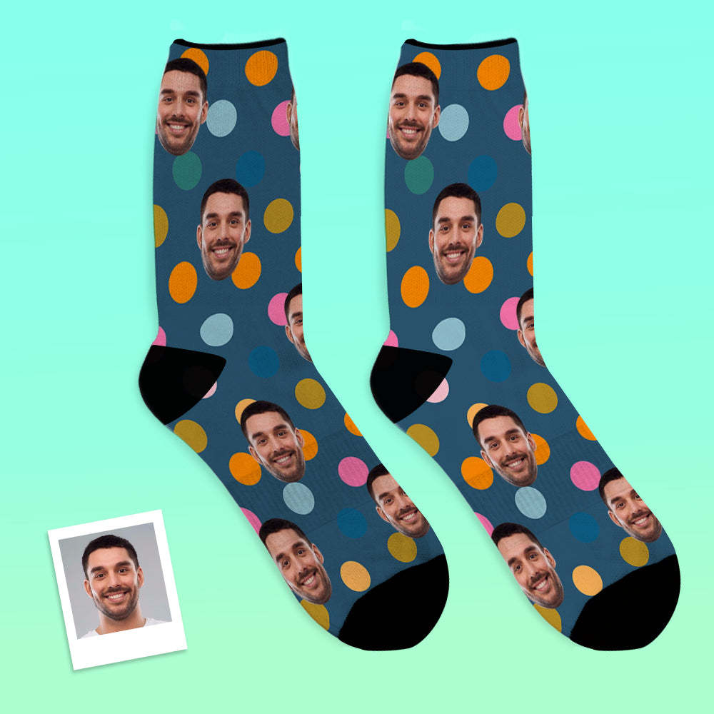 Custom Face Socks Add Pictures-Colorful Circle