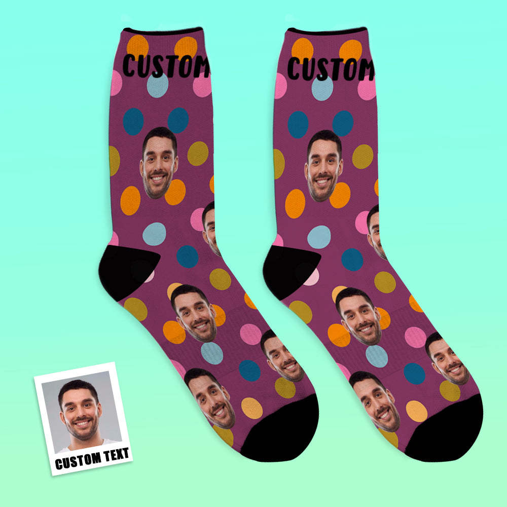 Custom Face Socks Add Pictures-Colorful Circle