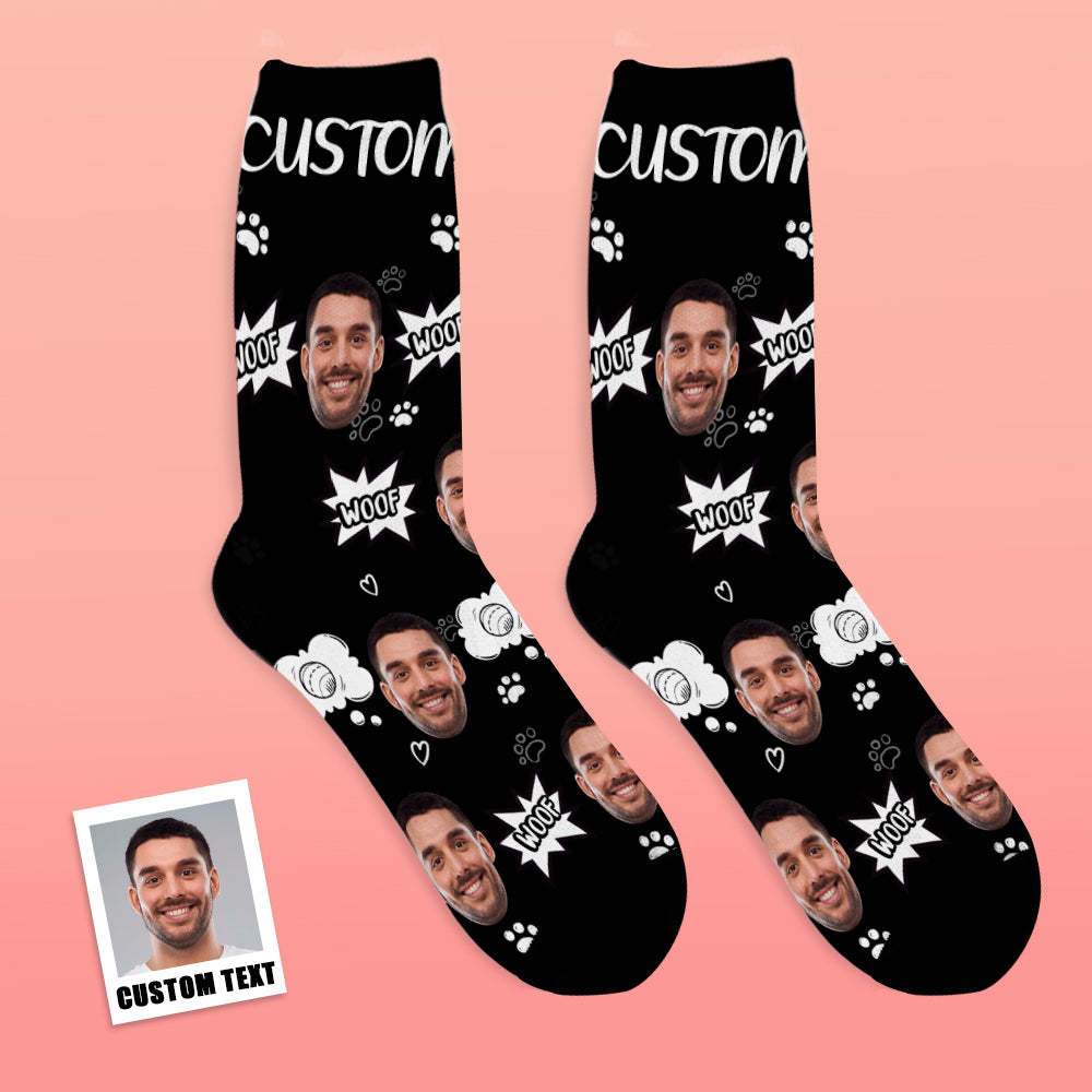 Custom Face Socks Add Pictures And Name Dog Woof