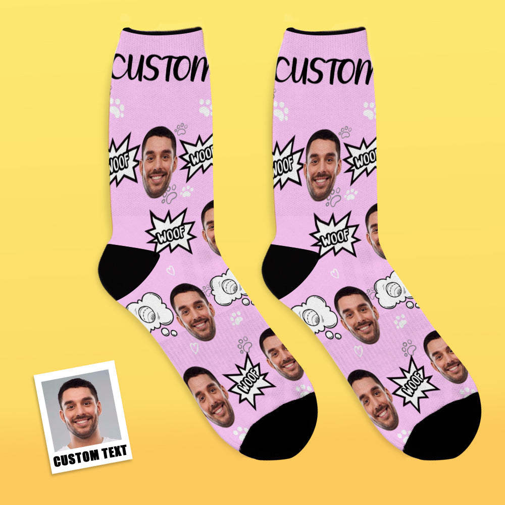 Custom Face Socks Add Pictures And Name Dog Woof