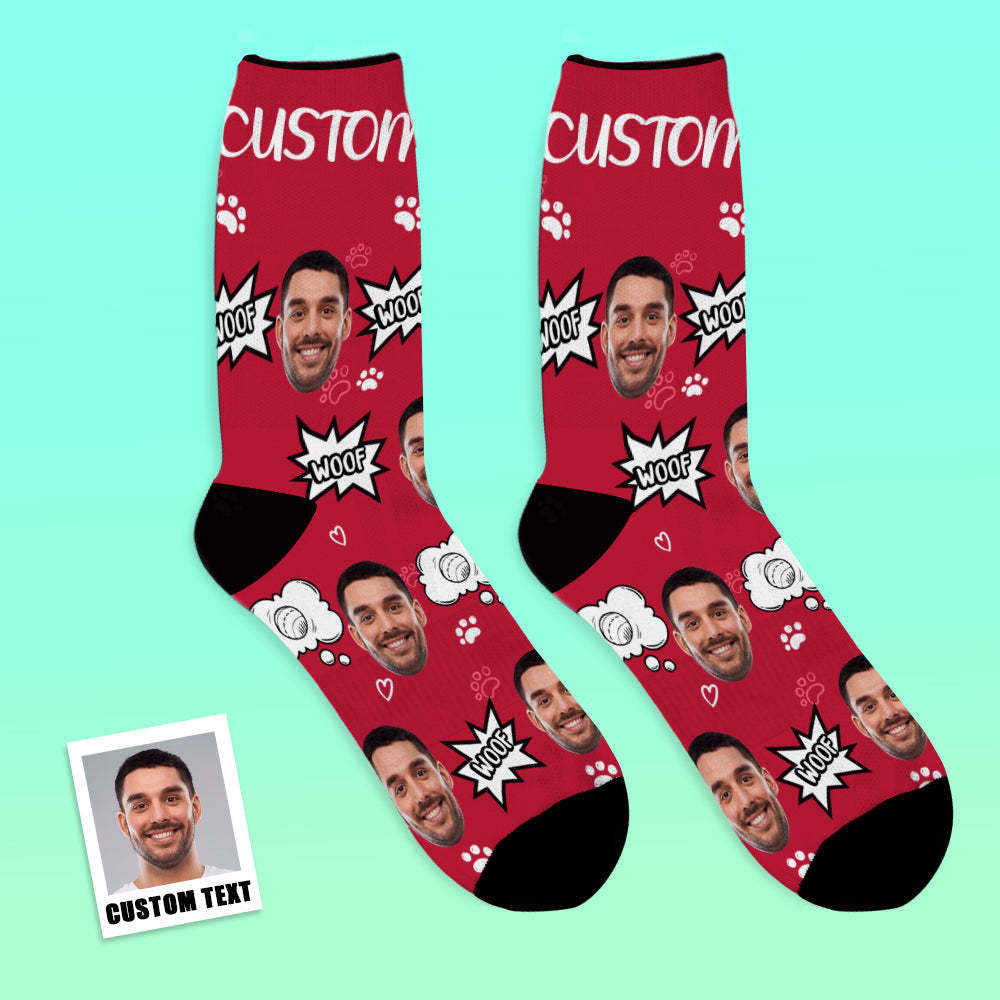 Custom Face Socks Add Pictures And Name Dog Woof