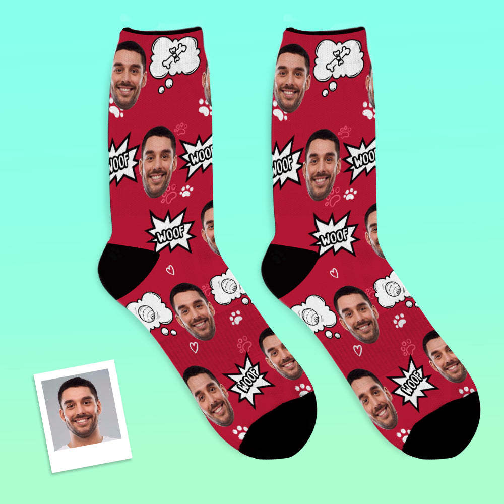 Custom Face Socks Add Pictures And Name Dog Woof