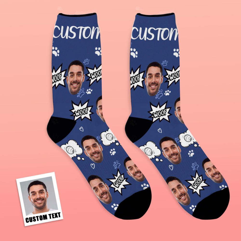 Custom Face Socks Add Pictures And Name Dog Woof