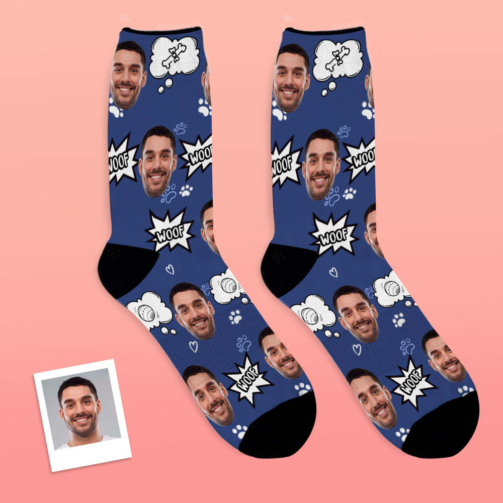 Custom Face Socks Add Pictures And Name Dog Woof