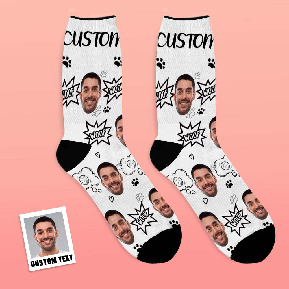 Custom Face Socks Add Pictures And Name Dog Woof