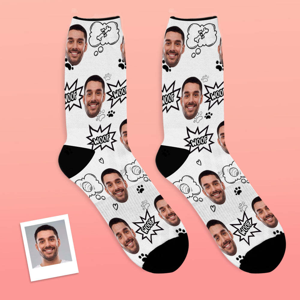 Custom Face Socks Add Pictures And Name Dog Woof