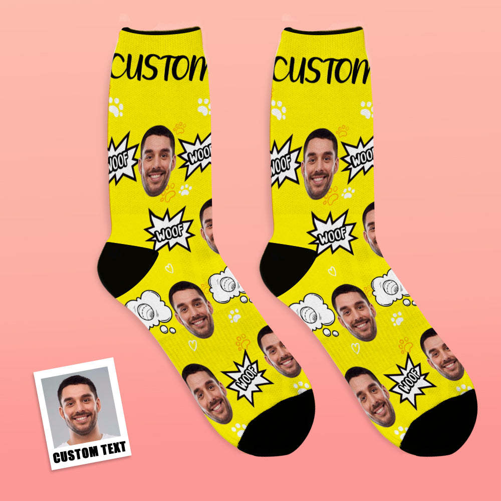 Custom Face Socks Add Pictures And Name Dog Woof