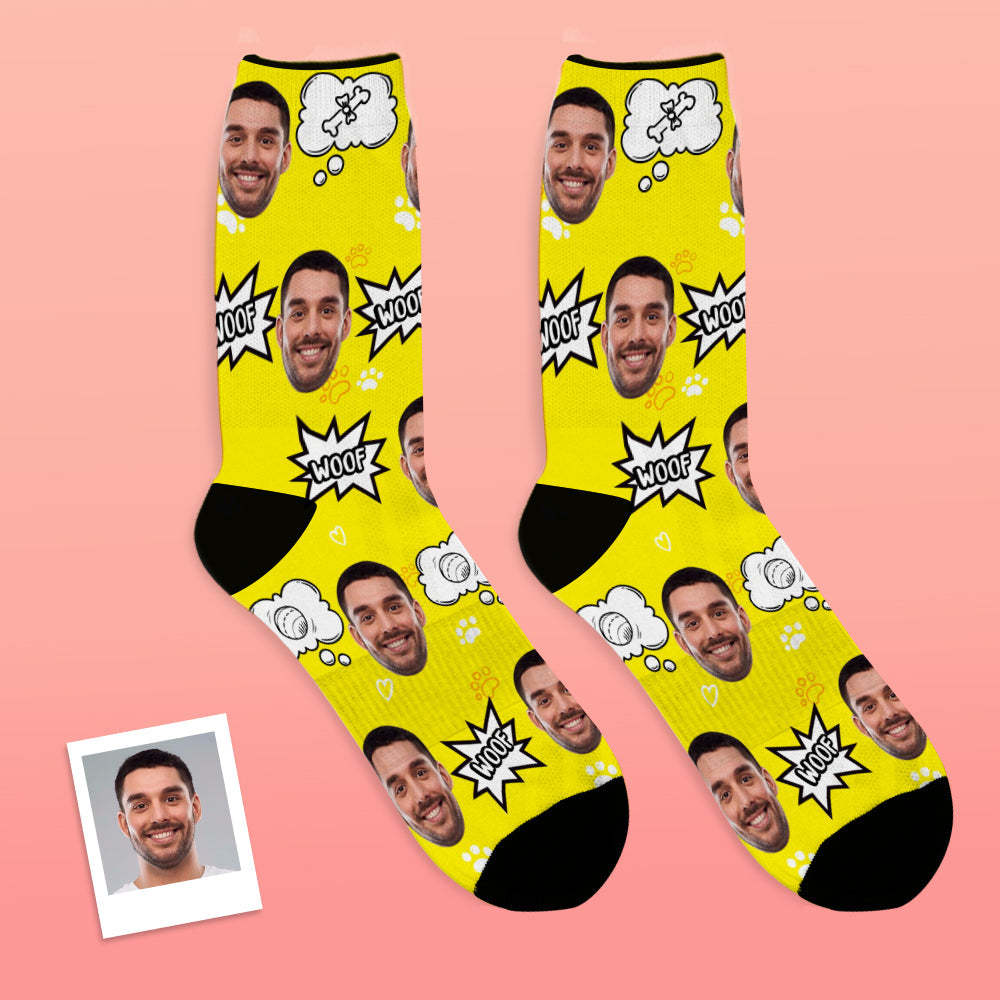 Custom Face Socks Add Pictures And Name Dog Woof