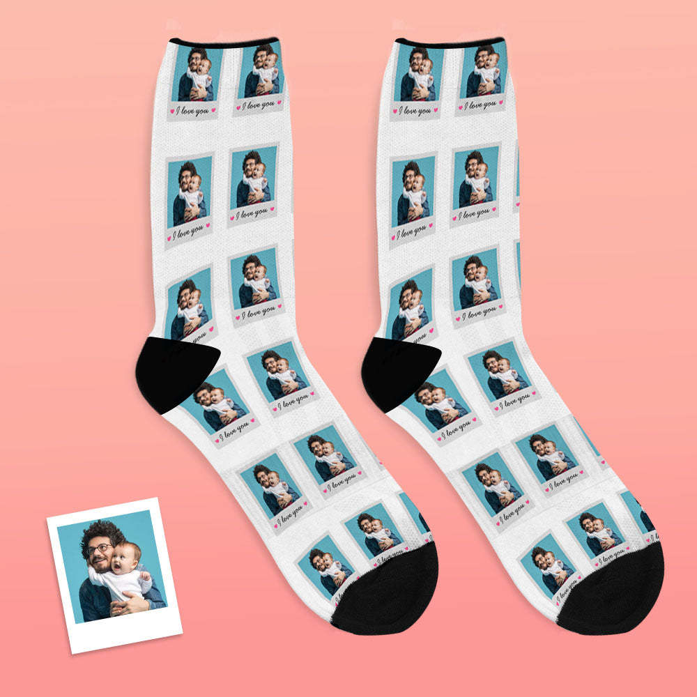 Custom Photo Socks Polaroid Socks I Love You