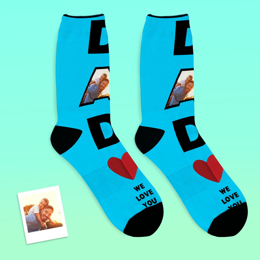 Custom Face Socks Dad We Love You Gifts For Dad