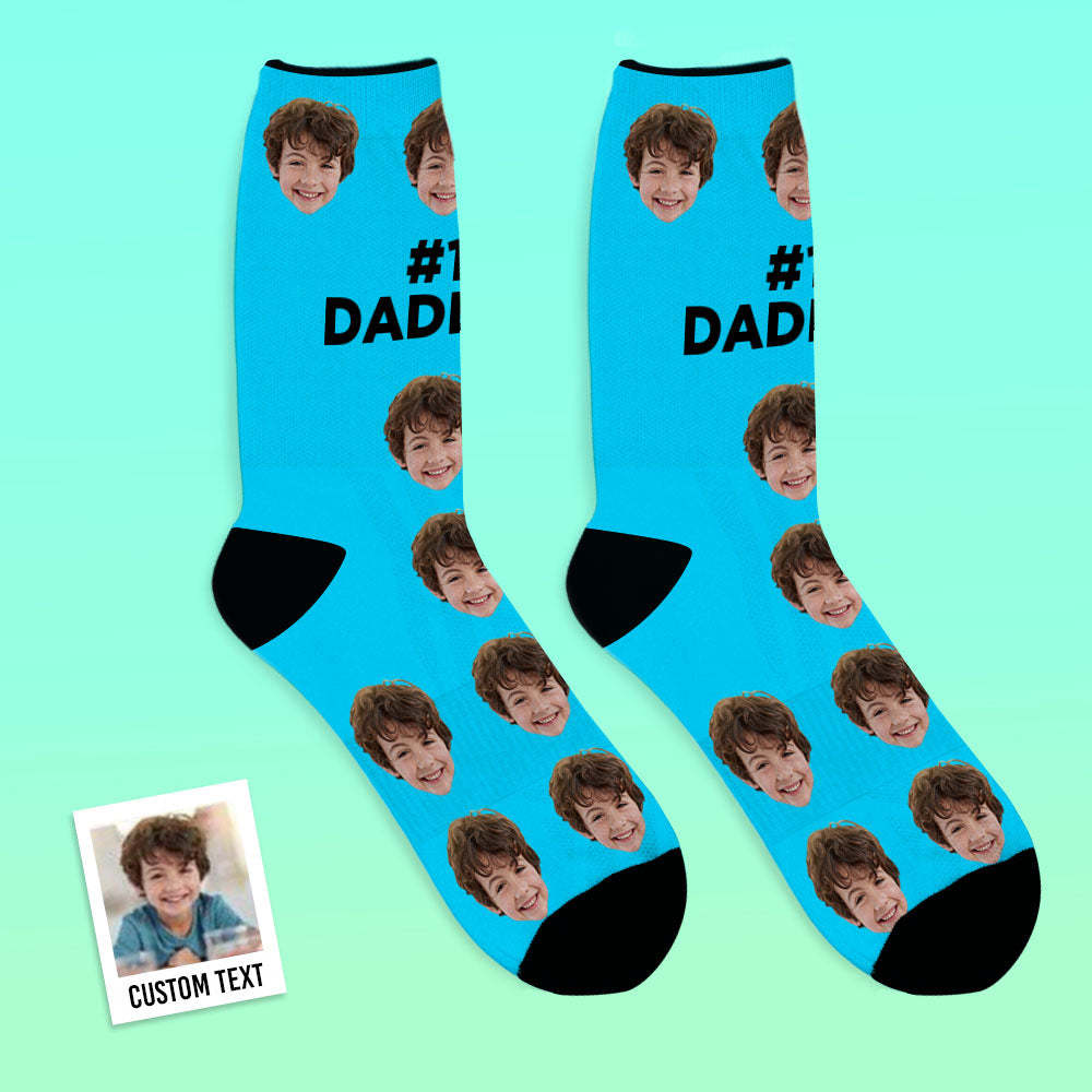 Custom Face Socks Gifts For Dad #1 Daddy