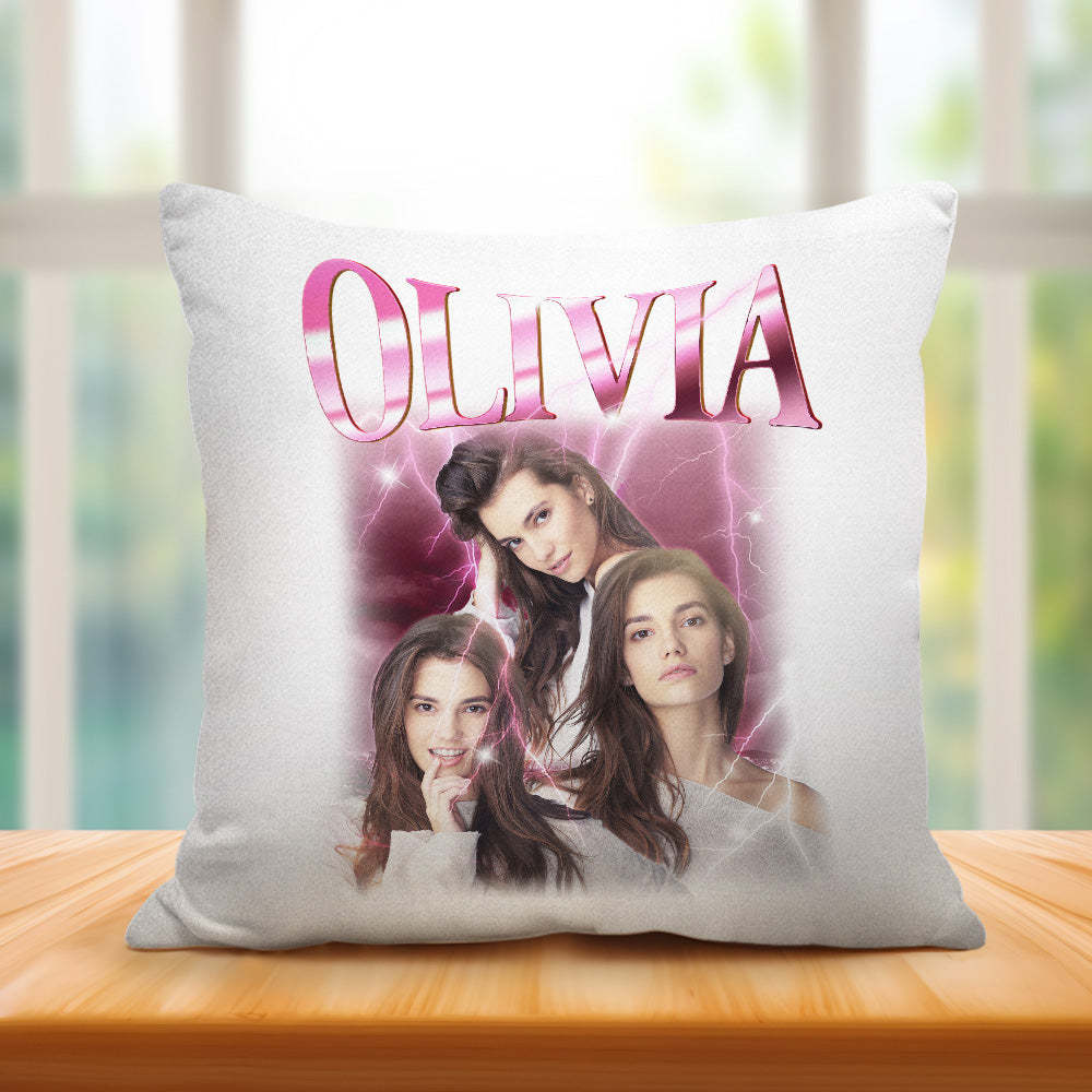 Custom Photo Vintage Tee Personalized Name Pillows Gifts for Lovers - MyFaceSocks