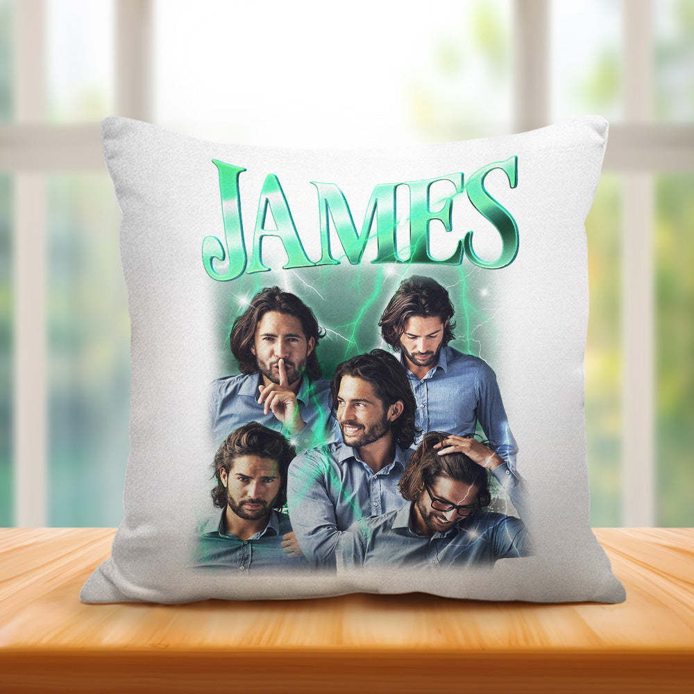 Custom Photo Vintage Tee Personalized Name Pillows Gifts for Lovers - MyFaceSocks