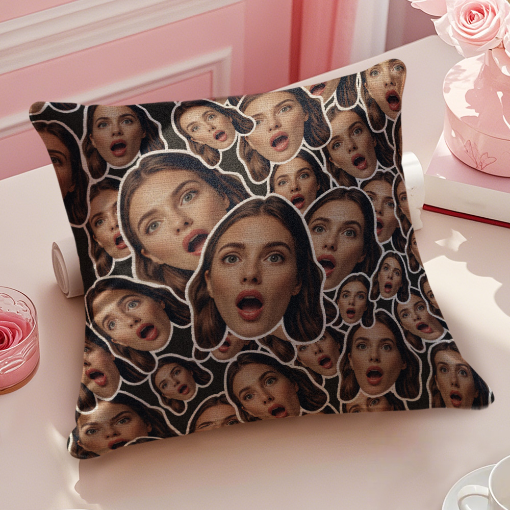 Custom Big And Small Face Pillow Romantic Photo Pillow Gift For Valentine's Day