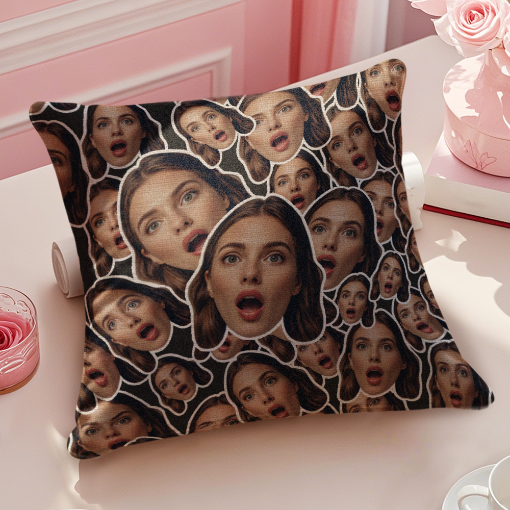 Custom Big And Small Face Pillow Romantic Photo Pillow Gift For Valentine's Day - MyFaceSocks