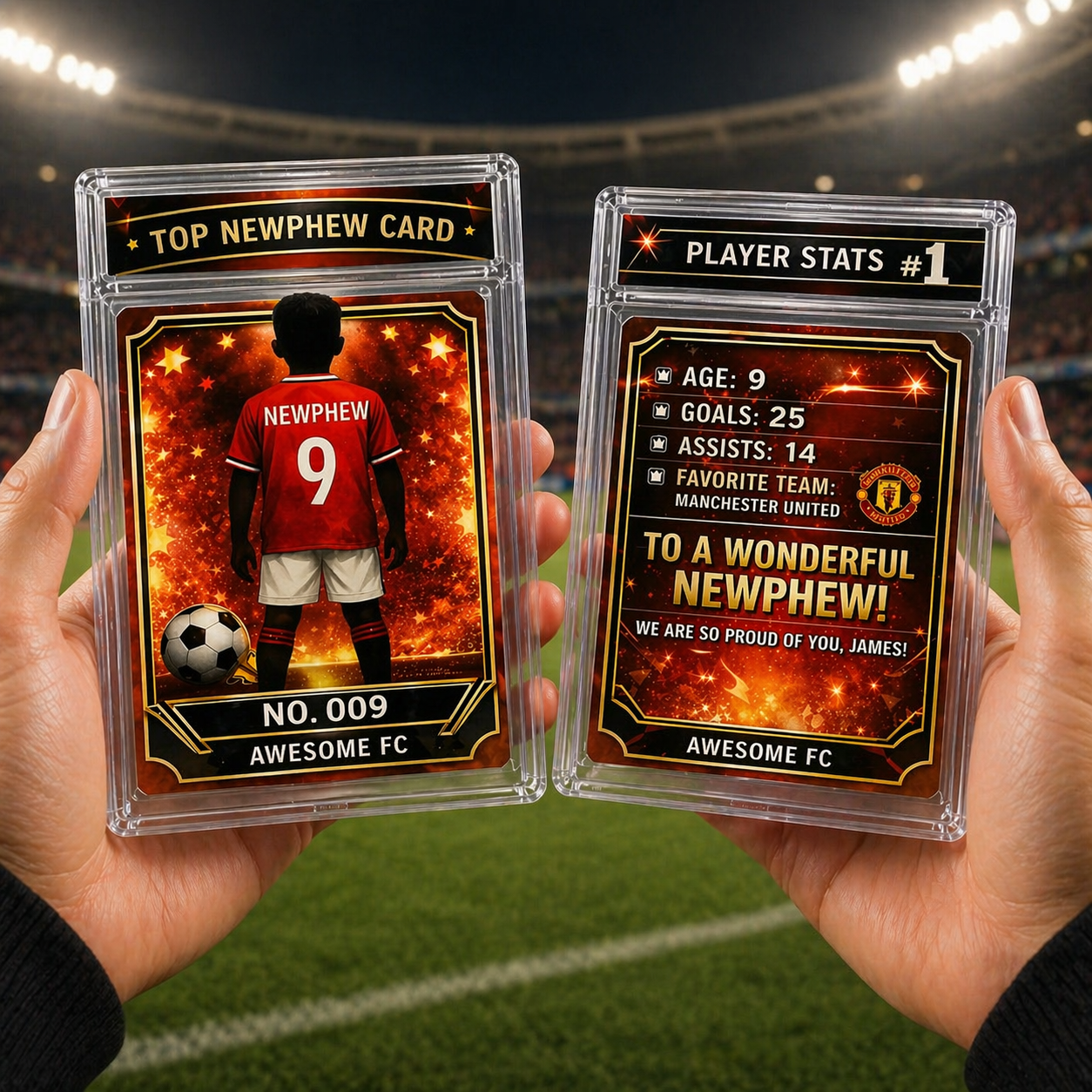 Personalized Football Birthday Card Custom Soccer Player Trading Card Gift for Boys