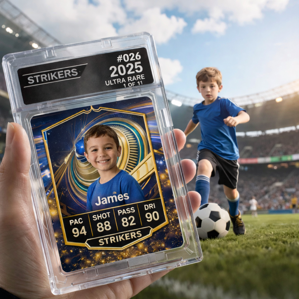 Custom Football Player Trading Card Plaque – Personalized Kids Sports Card Display, Acrylic Slab Gift for Boys