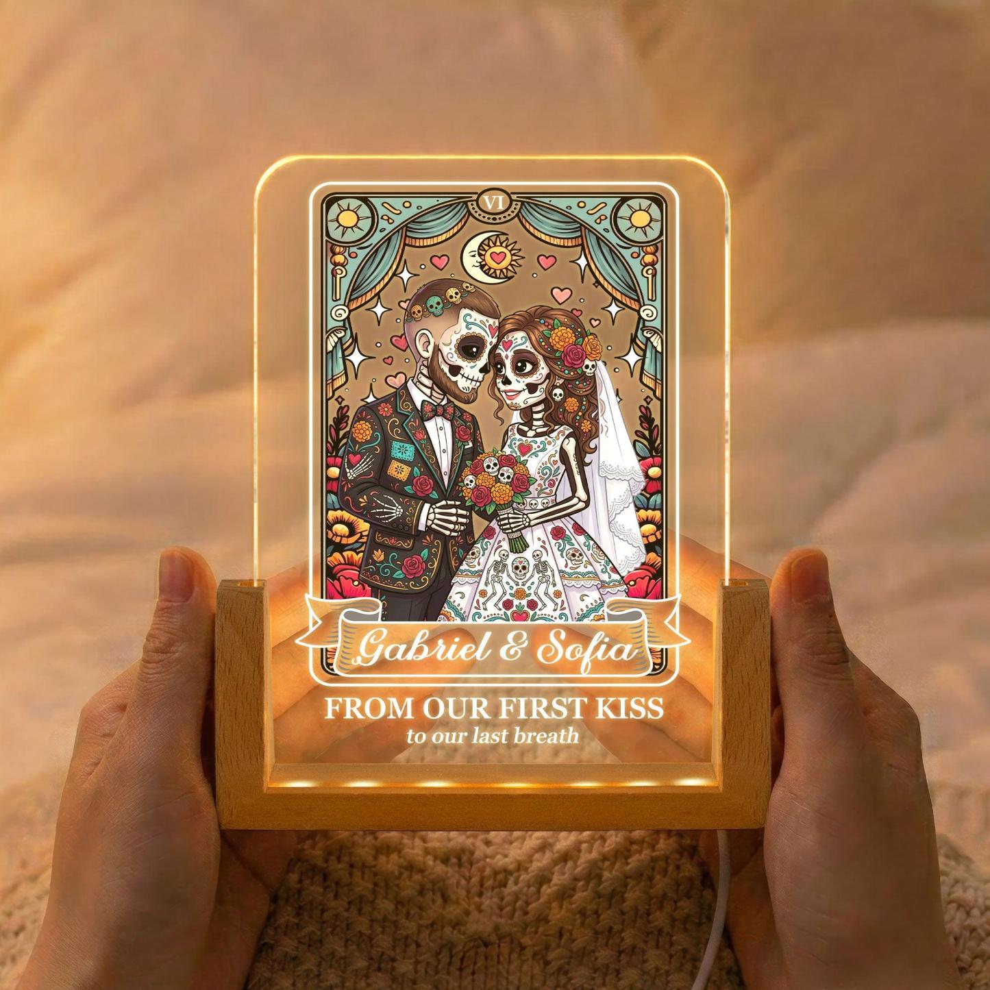 Custom Couple Portrait Day Of The Dead - Personalized Night Light - MyFaceSocks
