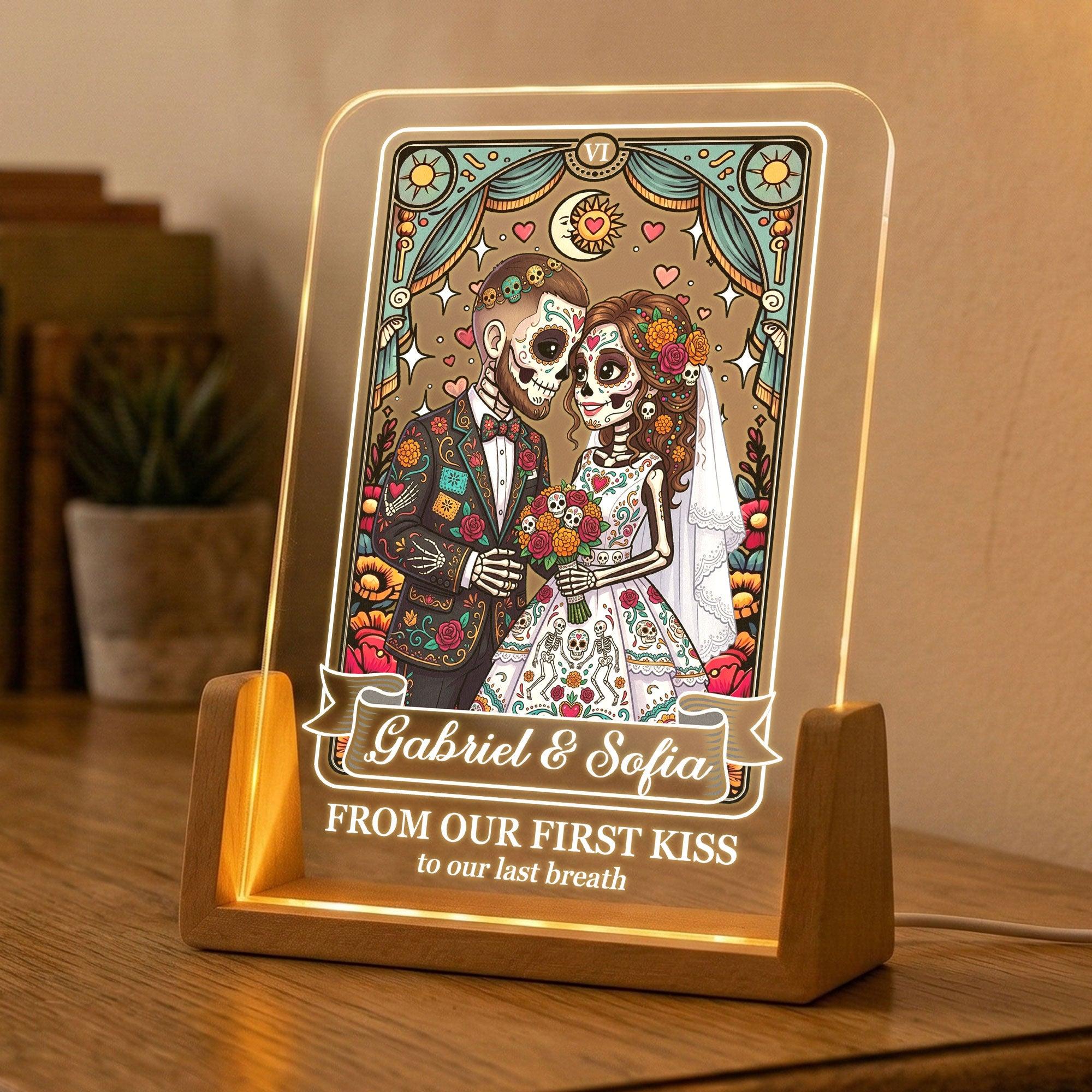 Custom Couple Portrait Day Of The Dead - Personalized Night Light