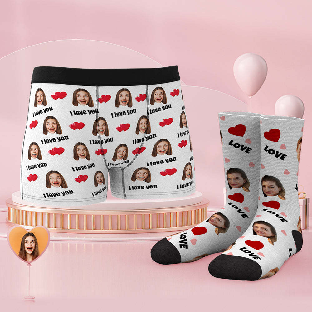 Custom Face Boxer Shorts And Socks Set Love - MyFaceSocks