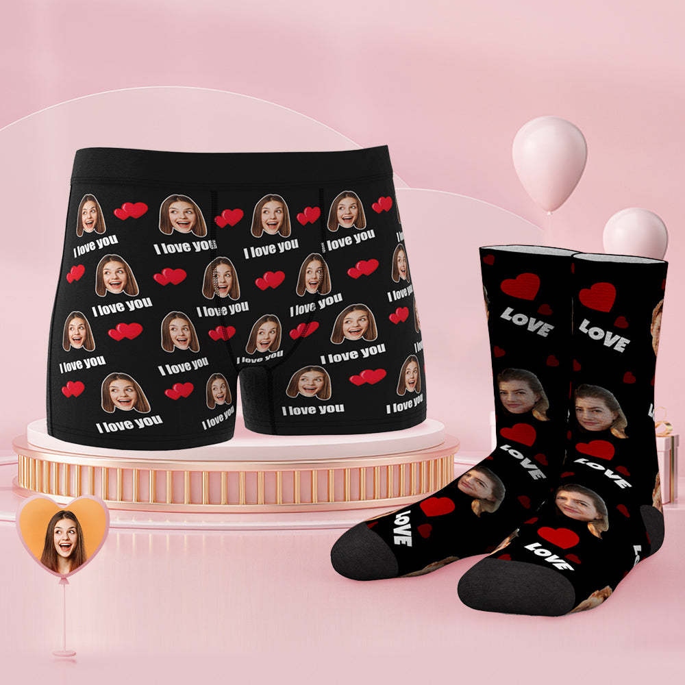 Custom Face Boxer Shorts And Socks Set Love - MyFaceSocks