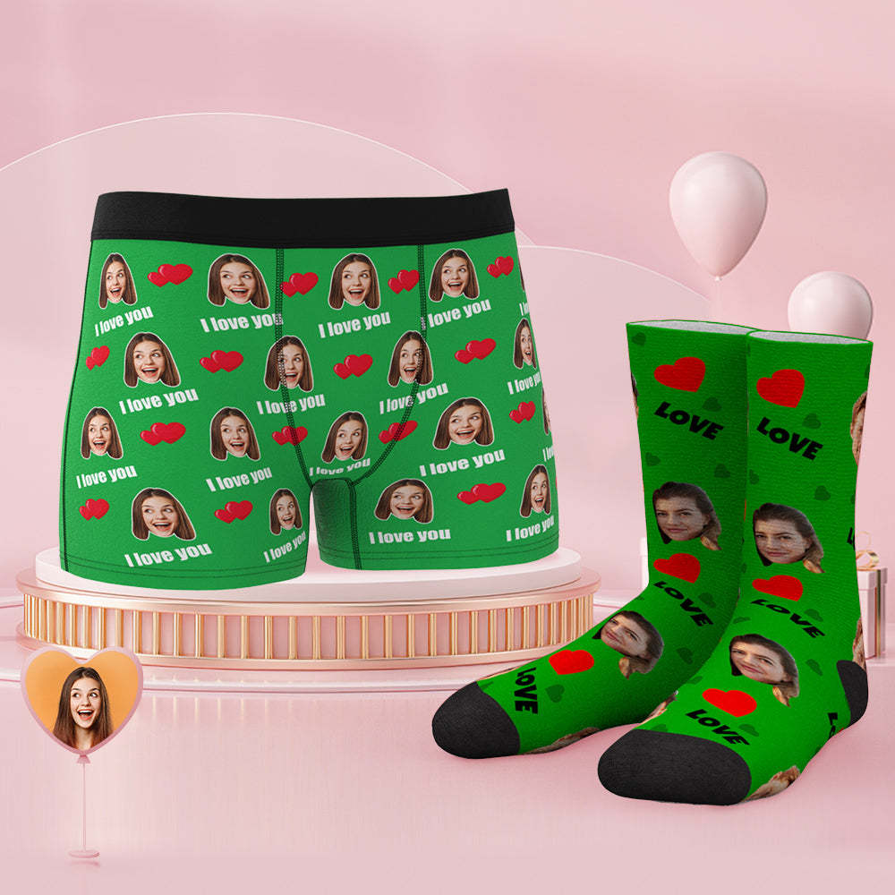 Custom Face Boxer Shorts And Socks Set Love - MyFaceSocks