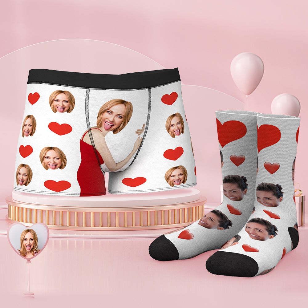 Custom Face Boxer Shorts And Socks Set Heart - MyFaceSocks