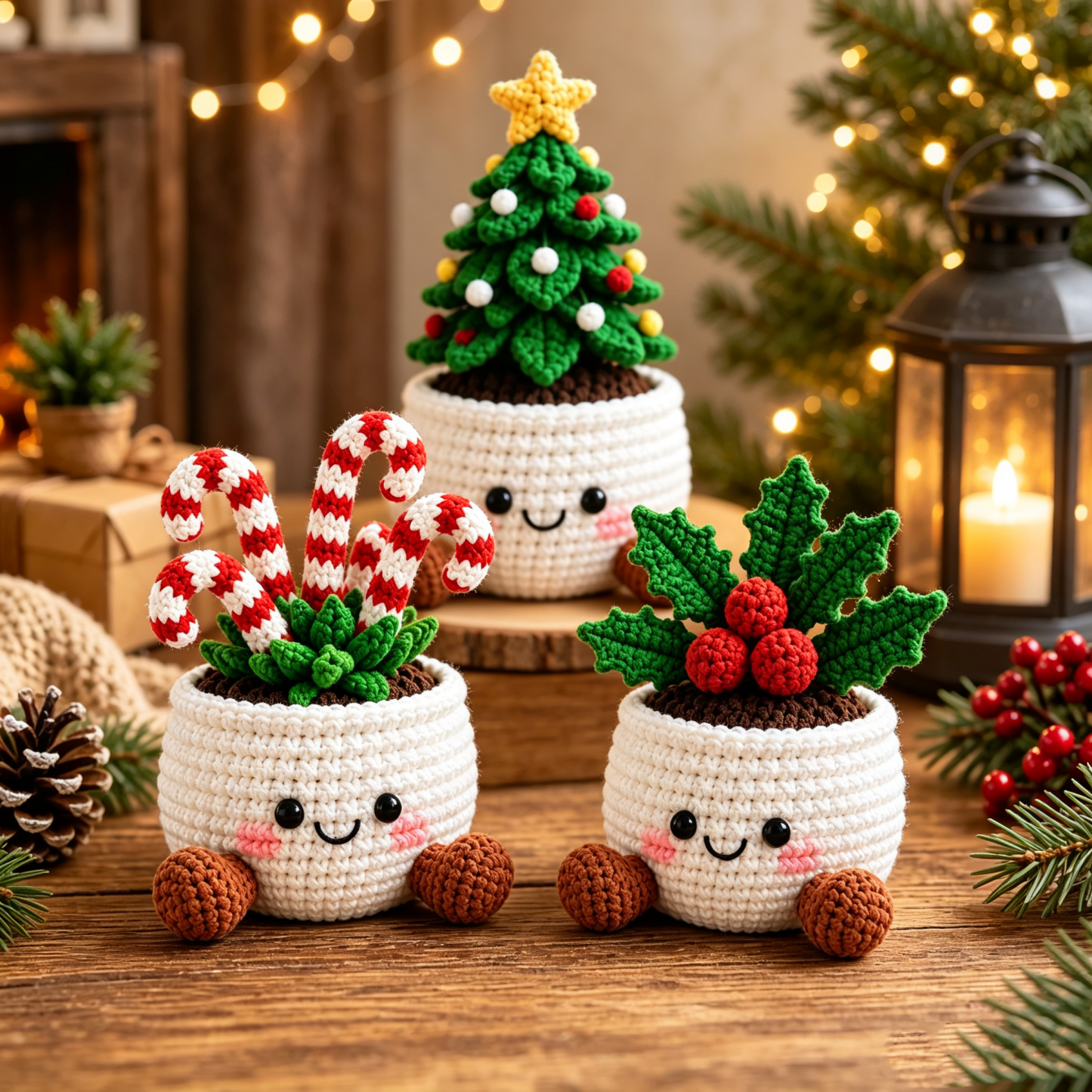 Crochet Christmas Plant Pot Cover – Handmade Holiday Decor for Home & Office - MyFaceSocks
