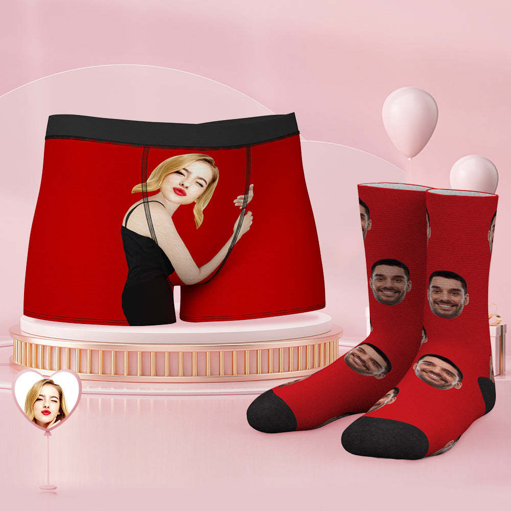 Custom Face Boxer Shorts And Socks Set On Body Love - MyFaceSocks