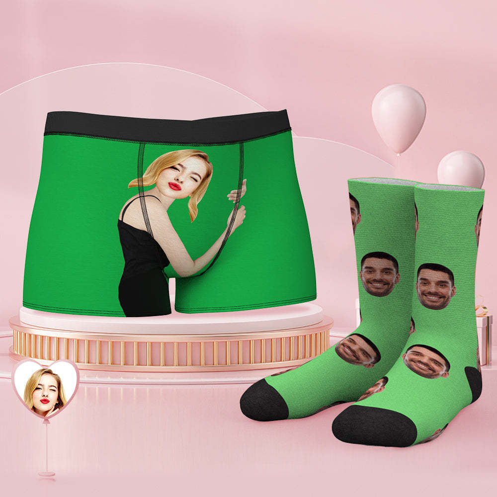 Custom Face Boxer Shorts And Socks Set On Body Love - MyFaceSocks