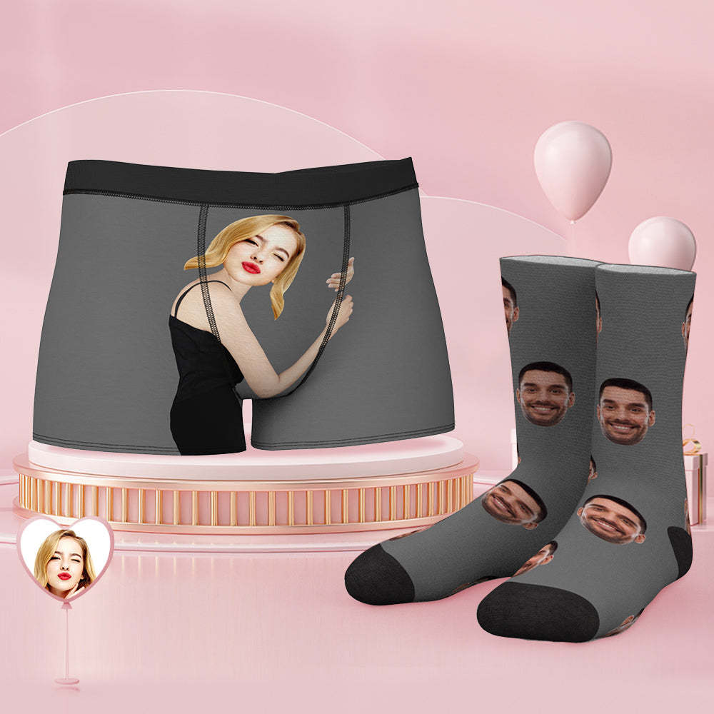 Custom Face Boxer Shorts And Socks Set On Body Love - MyFaceSocks