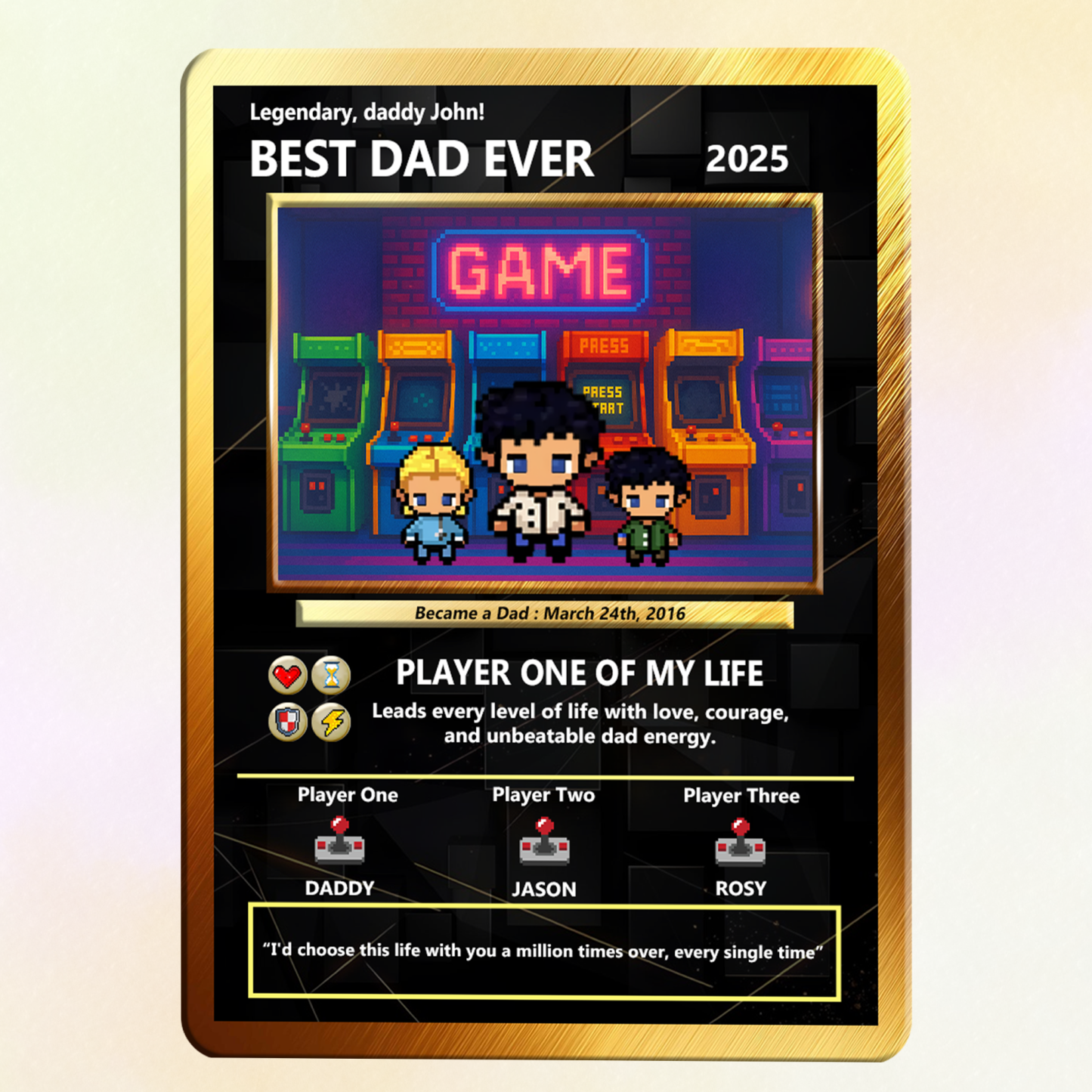 Best Dad Custom Poke Card by Pixel Characters Anime-Inspired Personalized Poke Gift Card for Dad - Customizable Trading Cards with Photo