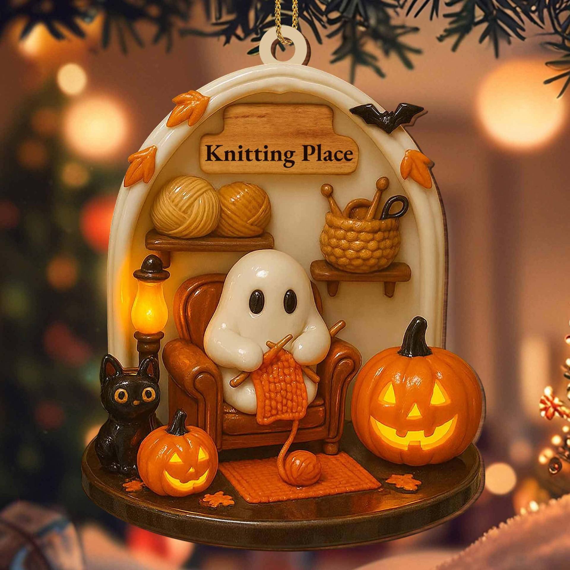 Personalized Halloween Reading Ghost Acrylic Flat Decorative Pendant Halloween Decoration Hanging Sign