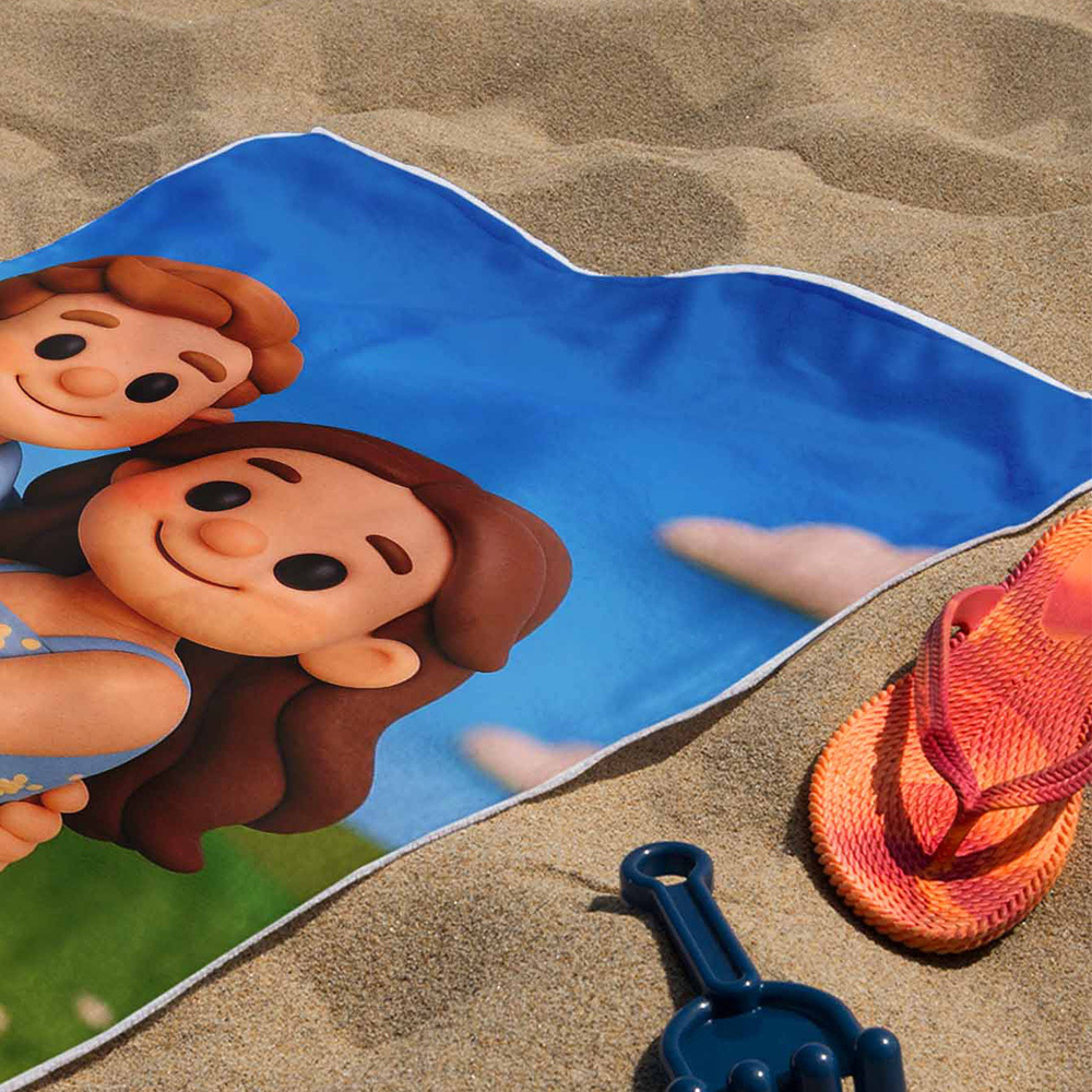 Custom Photo Beach Towel with Cartoon Design Personalized Wedding & Anniversary Gift - MyFaceSocks