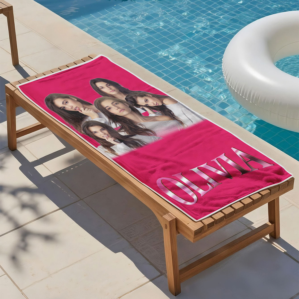 Custom Photo Beach Towel Muti-face Colored Beach Towel Summer Funny Gift Idea Pink Beach Towerl - MyFaceSocks