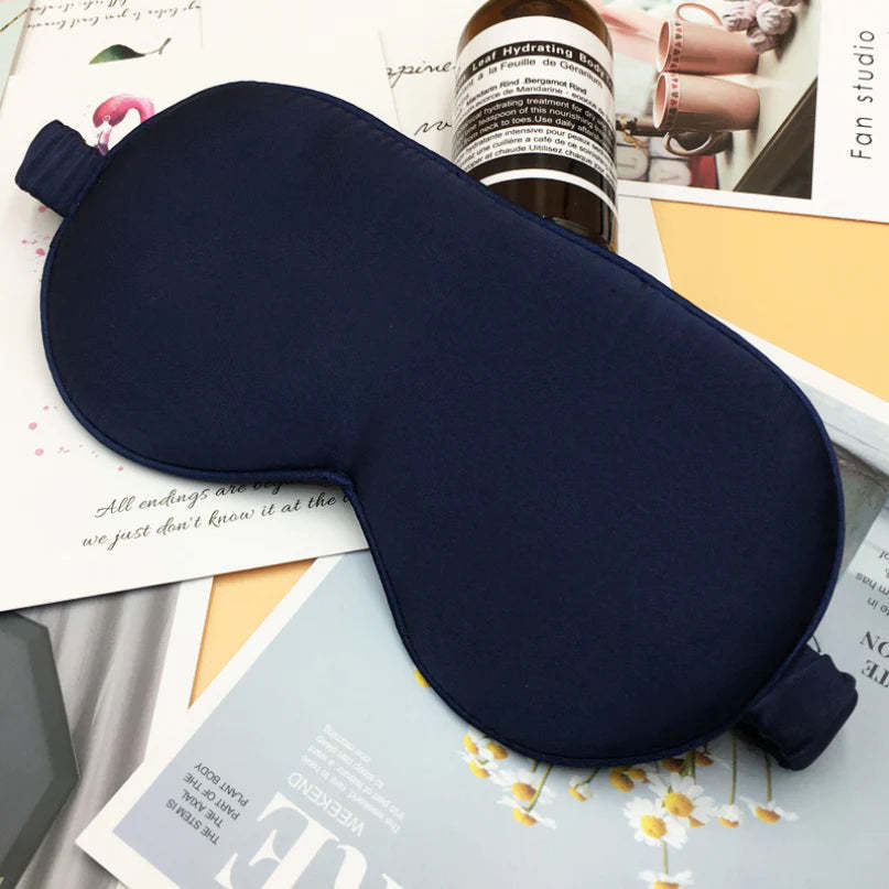 Silk Imitation Shading Sleep Mask With Elastic Bandage - Navy Blue