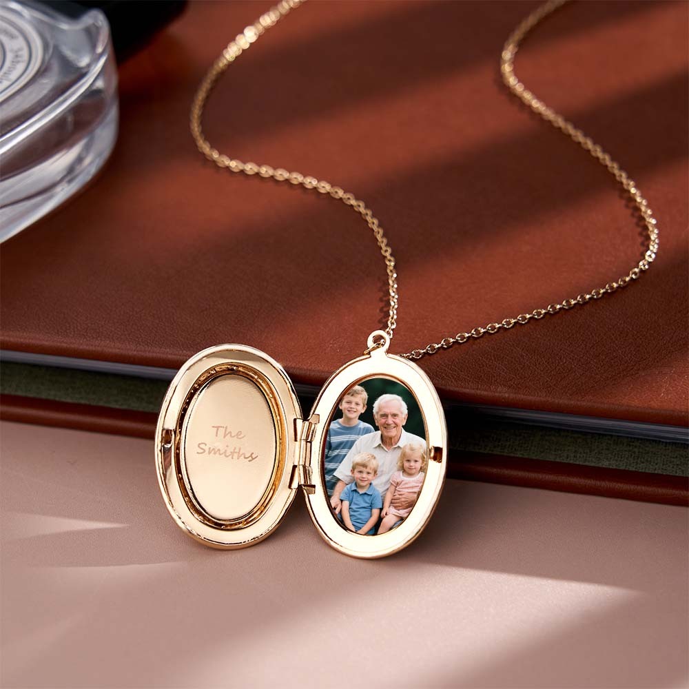 Custom Birth Flower Locket Necklace with Photo Personalized Engraved Bouquet Keepsake Memorial Christmas Valentine Gift - MyFaceSocks